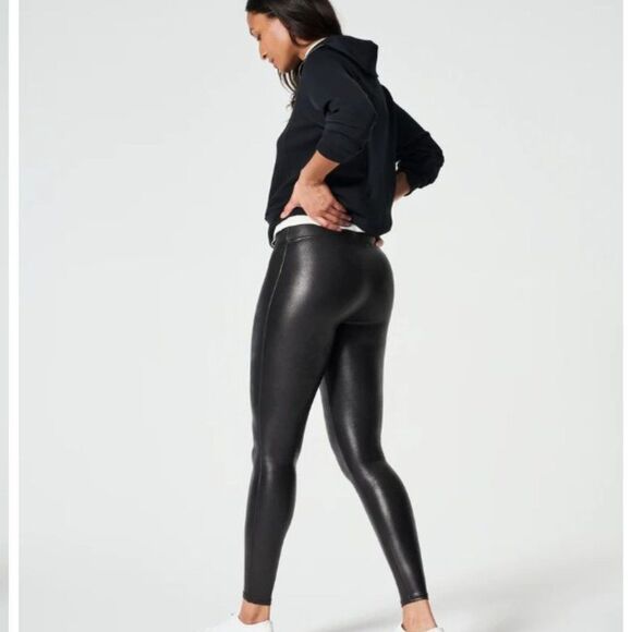 SPANX Faux Leather Leggings Black L - Picture 1 of 8
